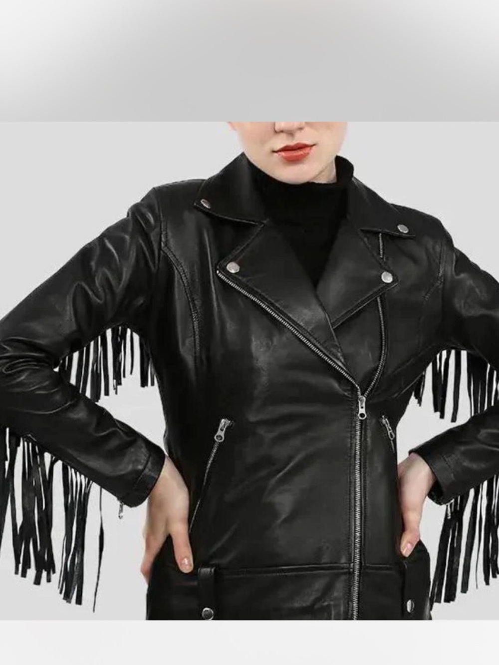 RUE 21 Black Fringe Faux Leather Jacket